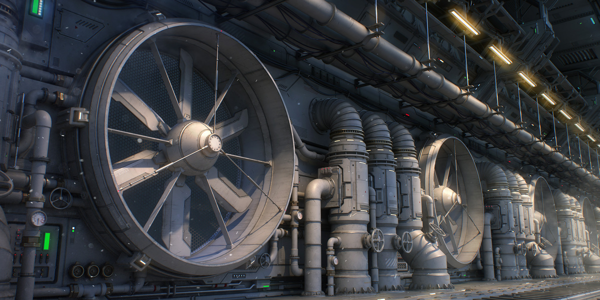 科幻建筑管道通风面板3D模型 Sci-Fi Architecture Panels Kit Vol.03