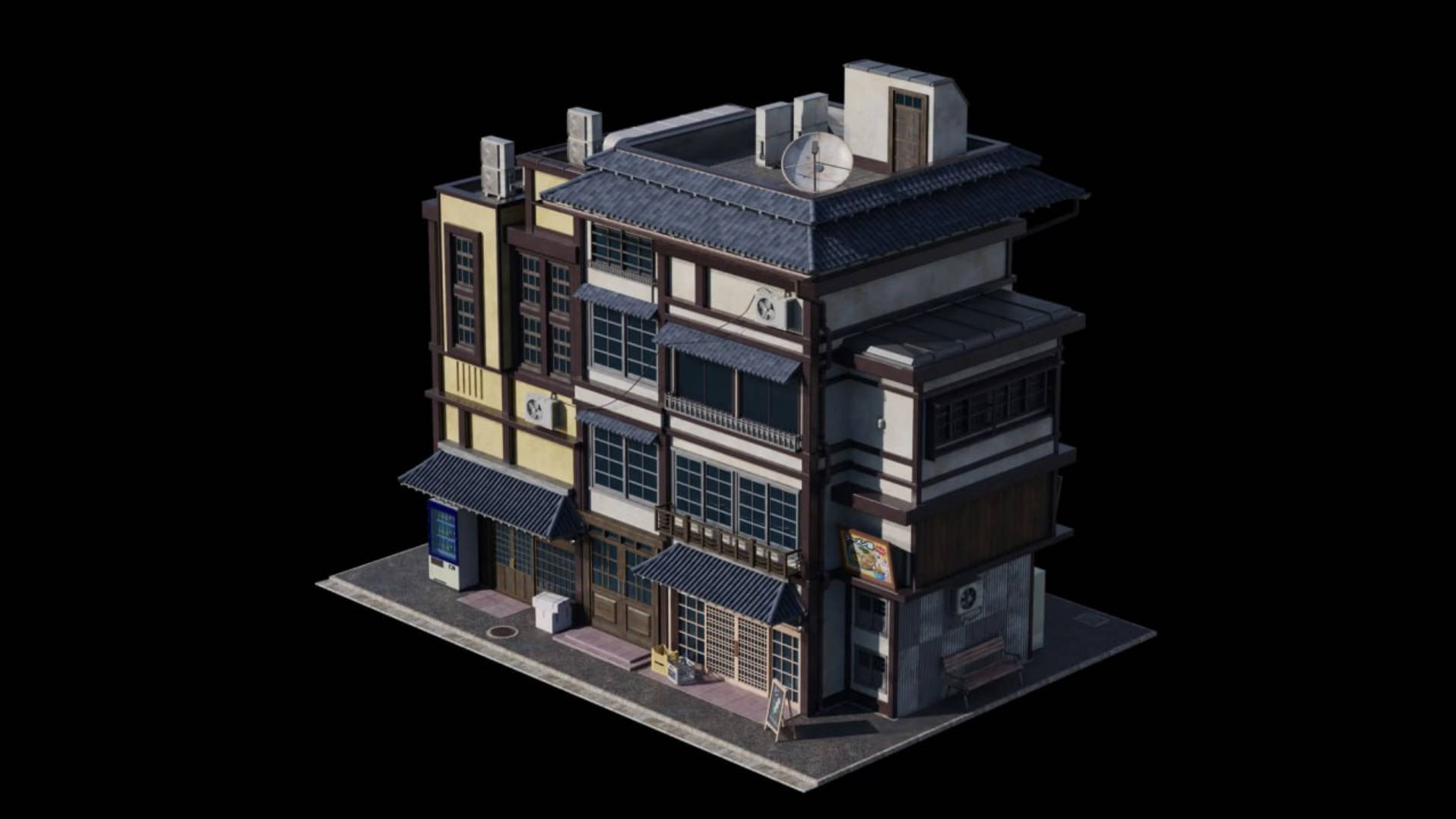 日式建筑楼房3D模型资产 Japanese Neighborhood