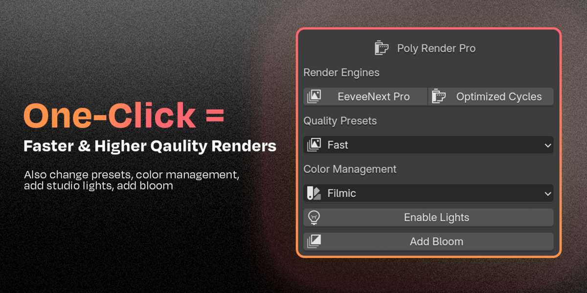 Poly Render Pro V3.2 for blender 渲染优化加速插件