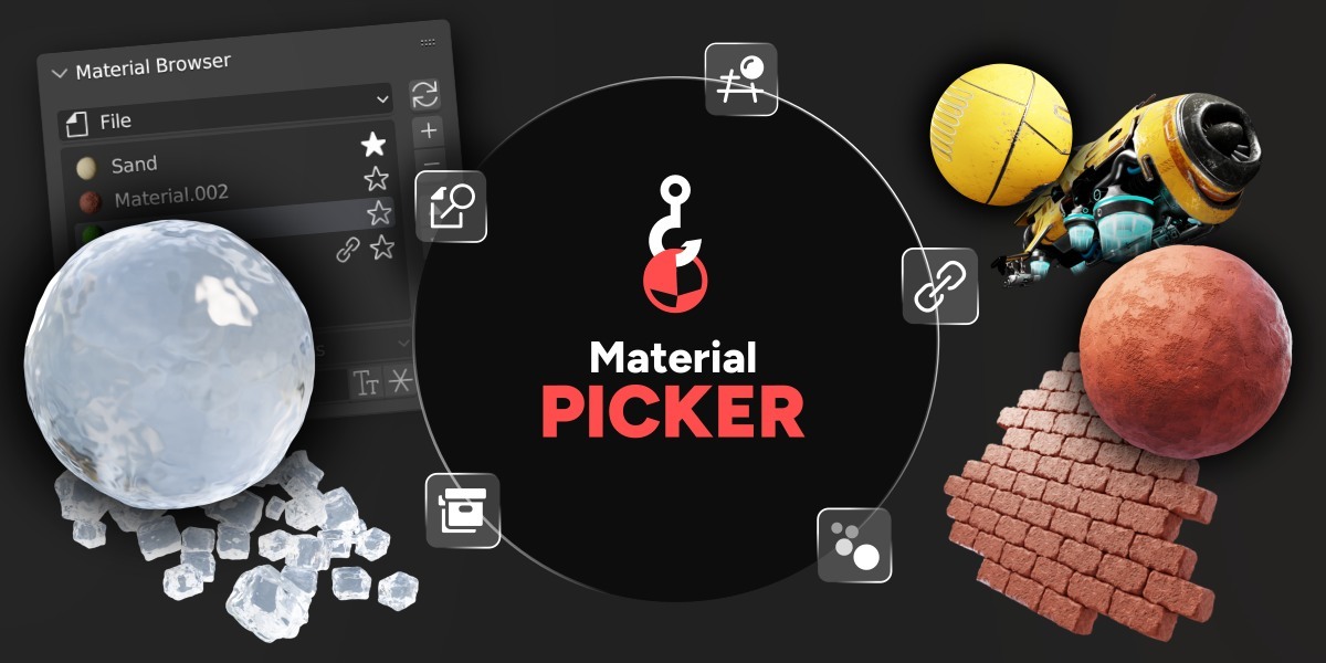 Material Picker 1.3.2 for blender 视窗材质拾取插件