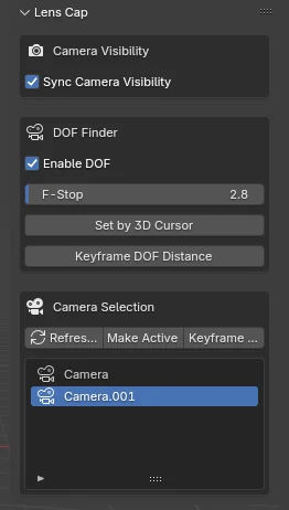 Lens Cap v1.0 for blender 摄像机增强插件