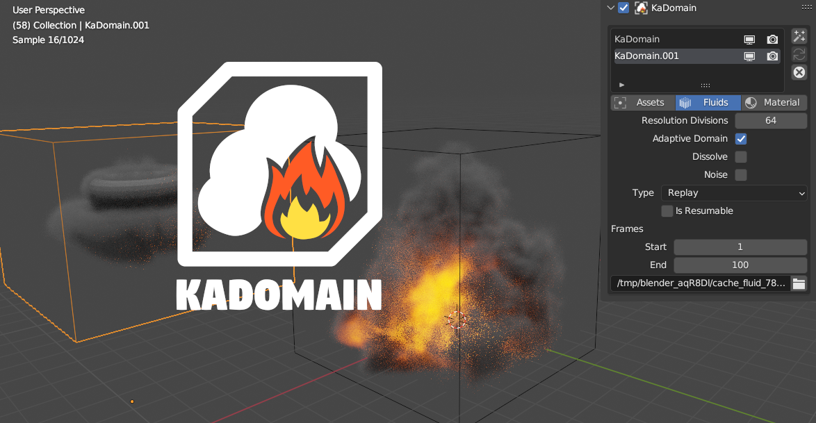 KaDomain 1.2.8 fro Blender 场景物理特效模拟管理插件