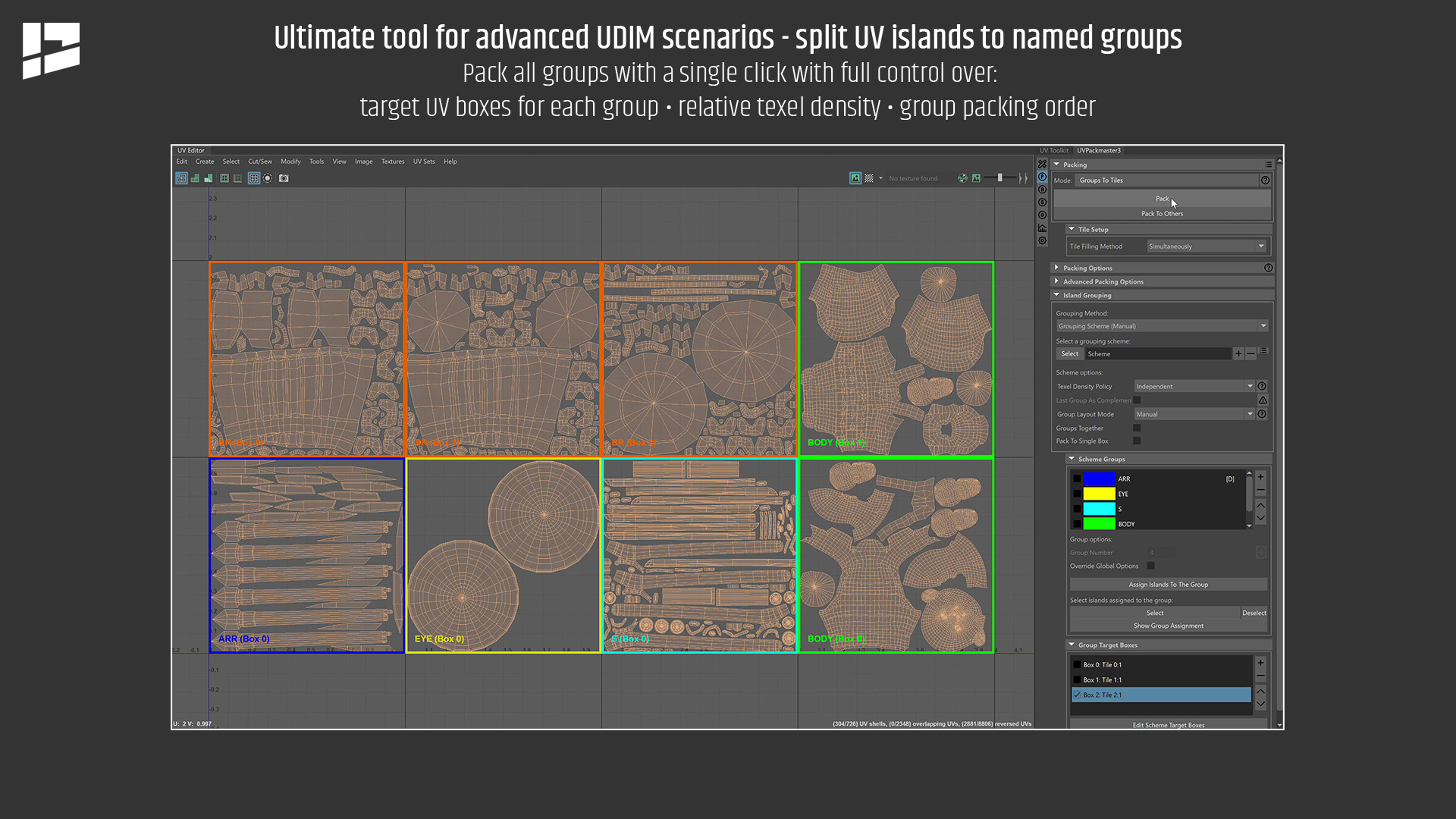 UVPackmaster 3 Pro V3.3.2 For Maya UV贴图打包插件