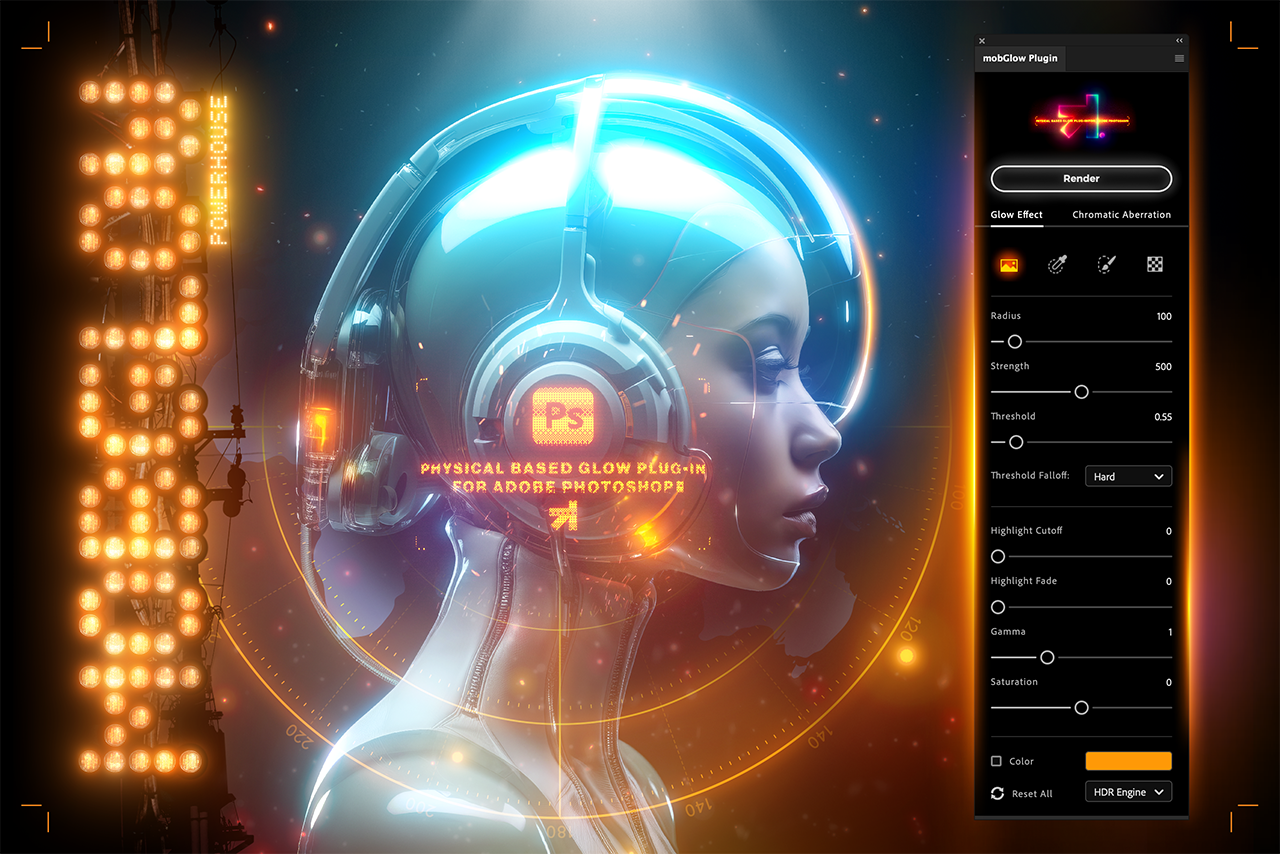 mobGlow Photoshop Plugin 1.0.1 for Photoshop 辉光插件