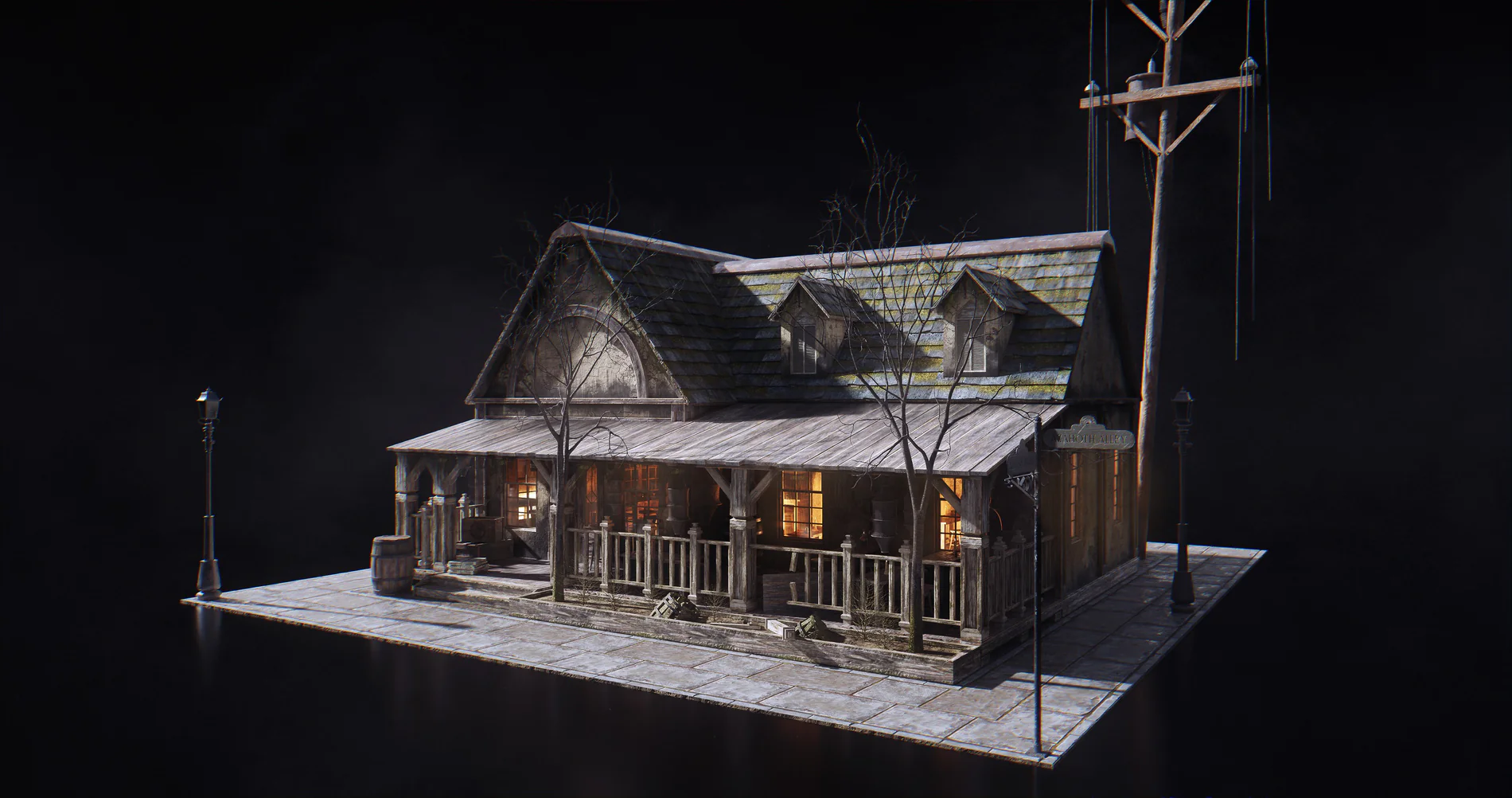 惊悚阴森恐怖小镇木屋