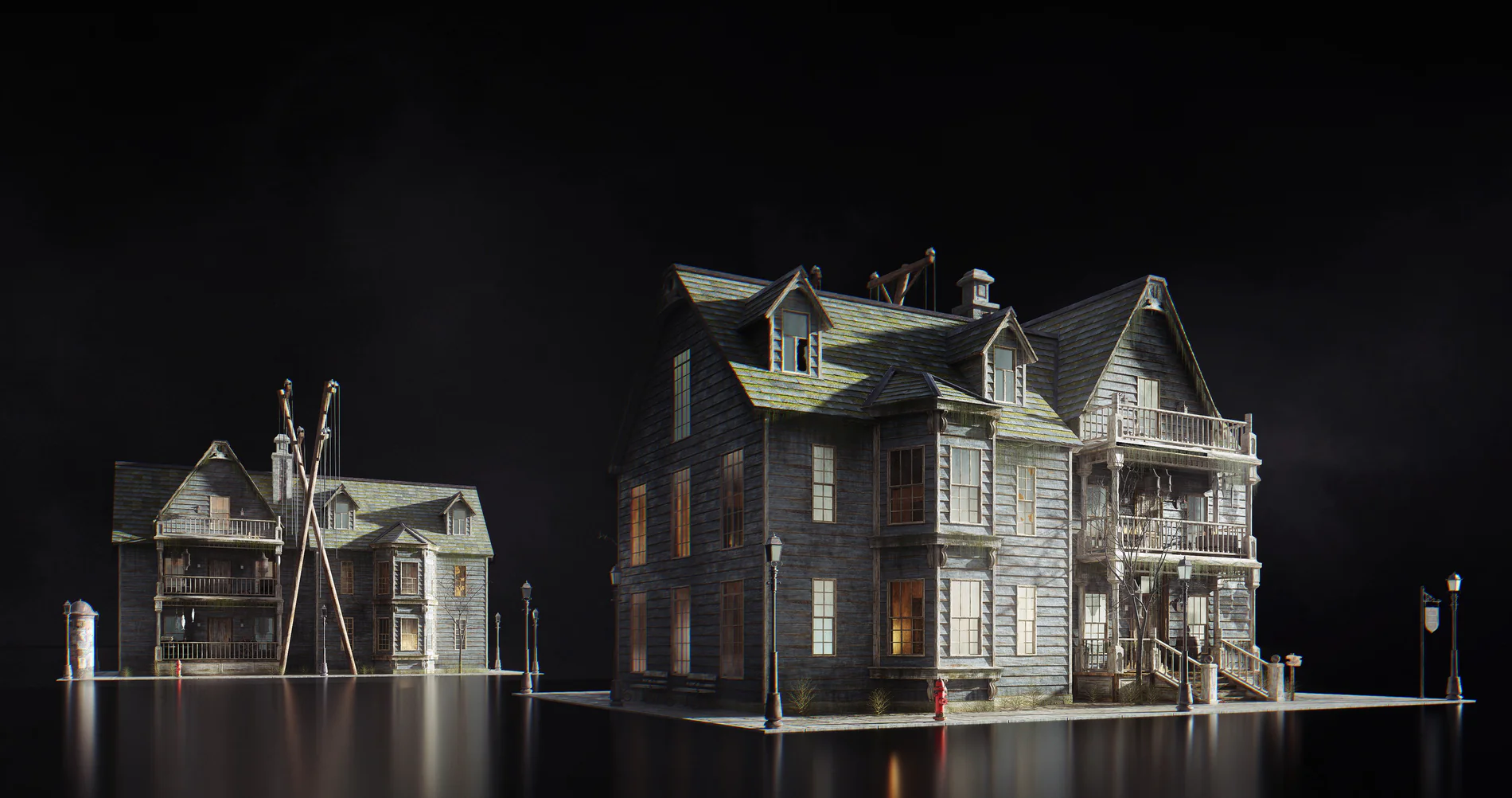 惊悚阴森恐怖小镇木屋