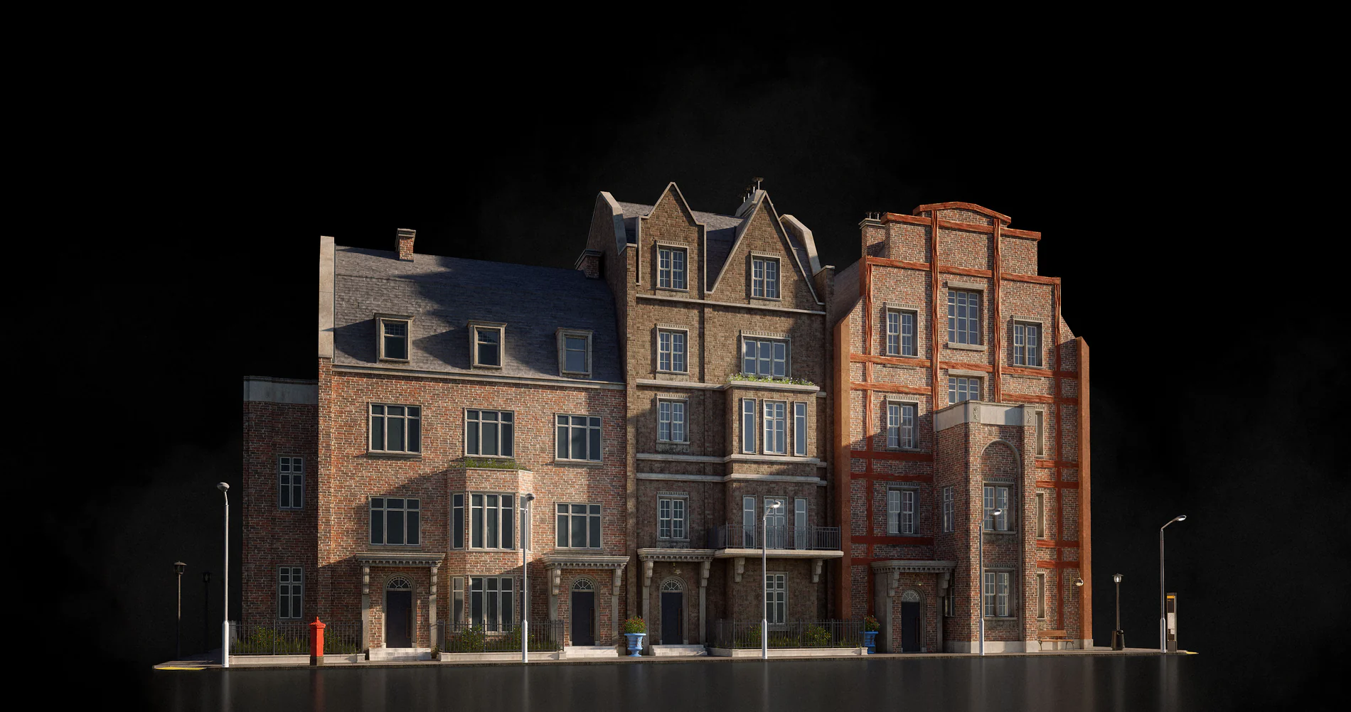 欧洲伦敦现代建筑住宅大厦3D模型