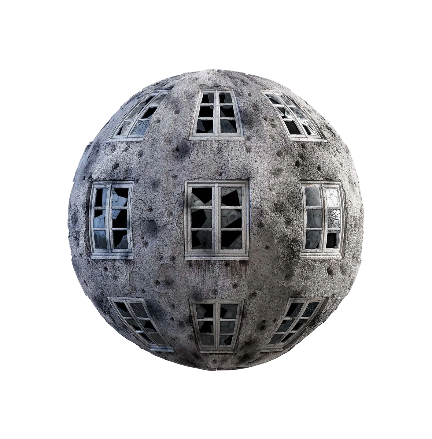 带破损窗户的损坏石膏墙250610507