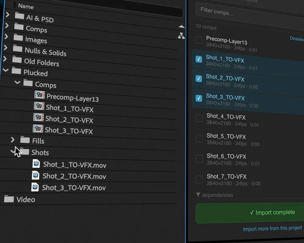 Pluck 1.2.4 for After Effects 项目合成快速导入工具 (1)