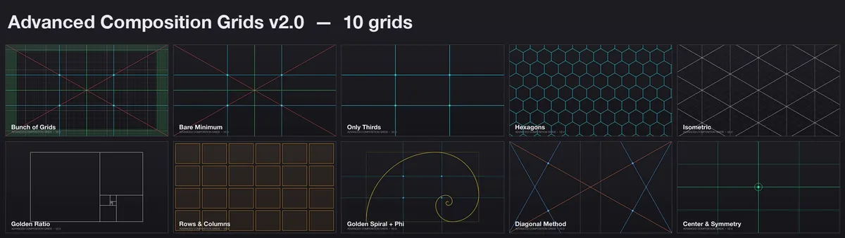 Advanced Composition Grids V2.0 for After Effects 构图网格辅助1