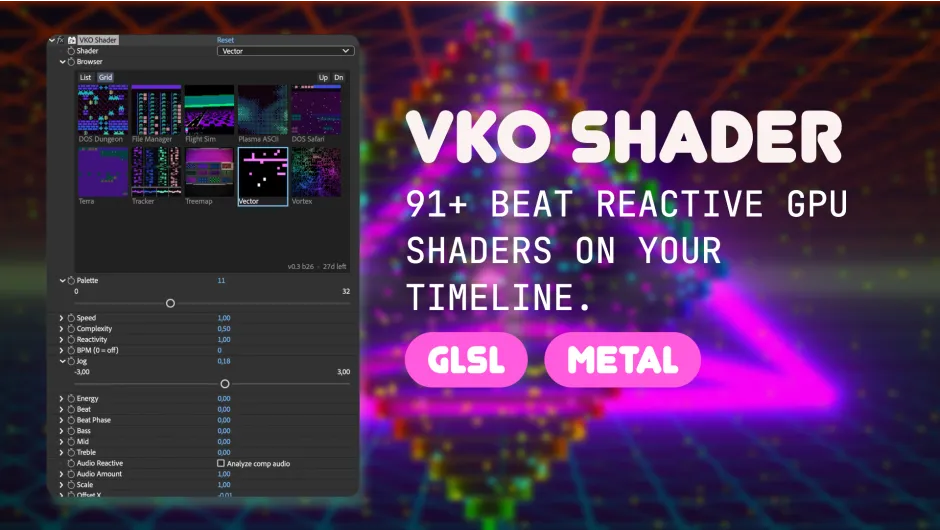 VKO Shader v1.2 for After Effects 着色与风格化效果插件
