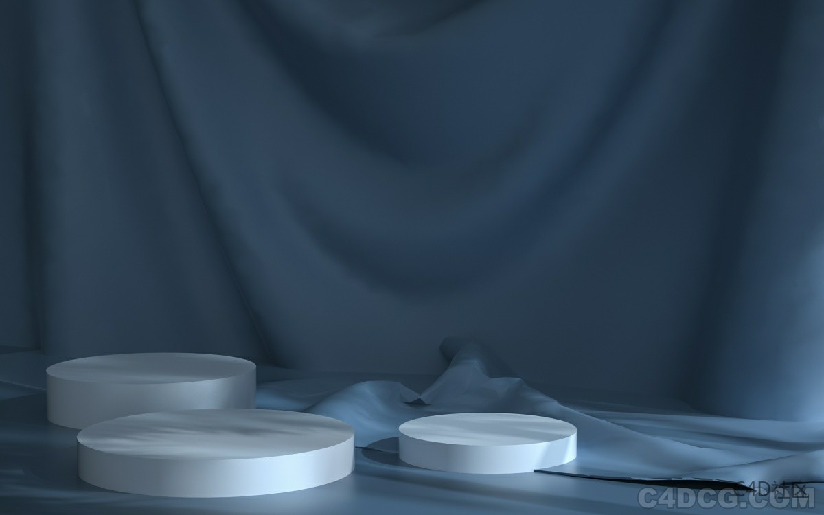 C4D电商场景-模拟布料简约海报场景