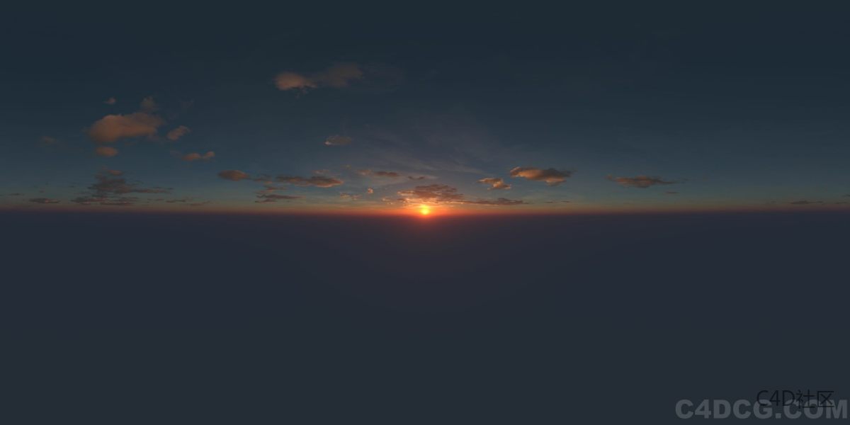 4K全景天空贴图-日落红日