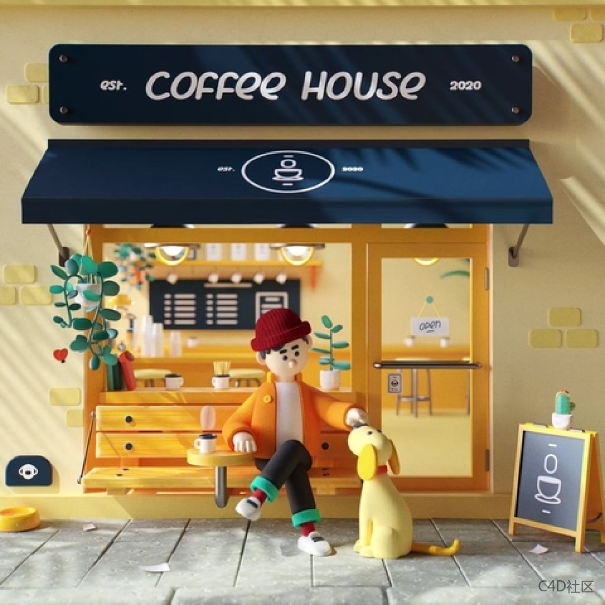 C4d一个人和一条狗一个小商店的惬意人生 (2)