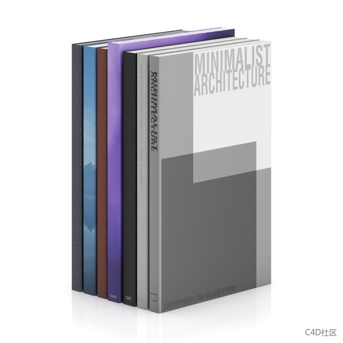 书籍模型-七本高低错落的轻薄书籍