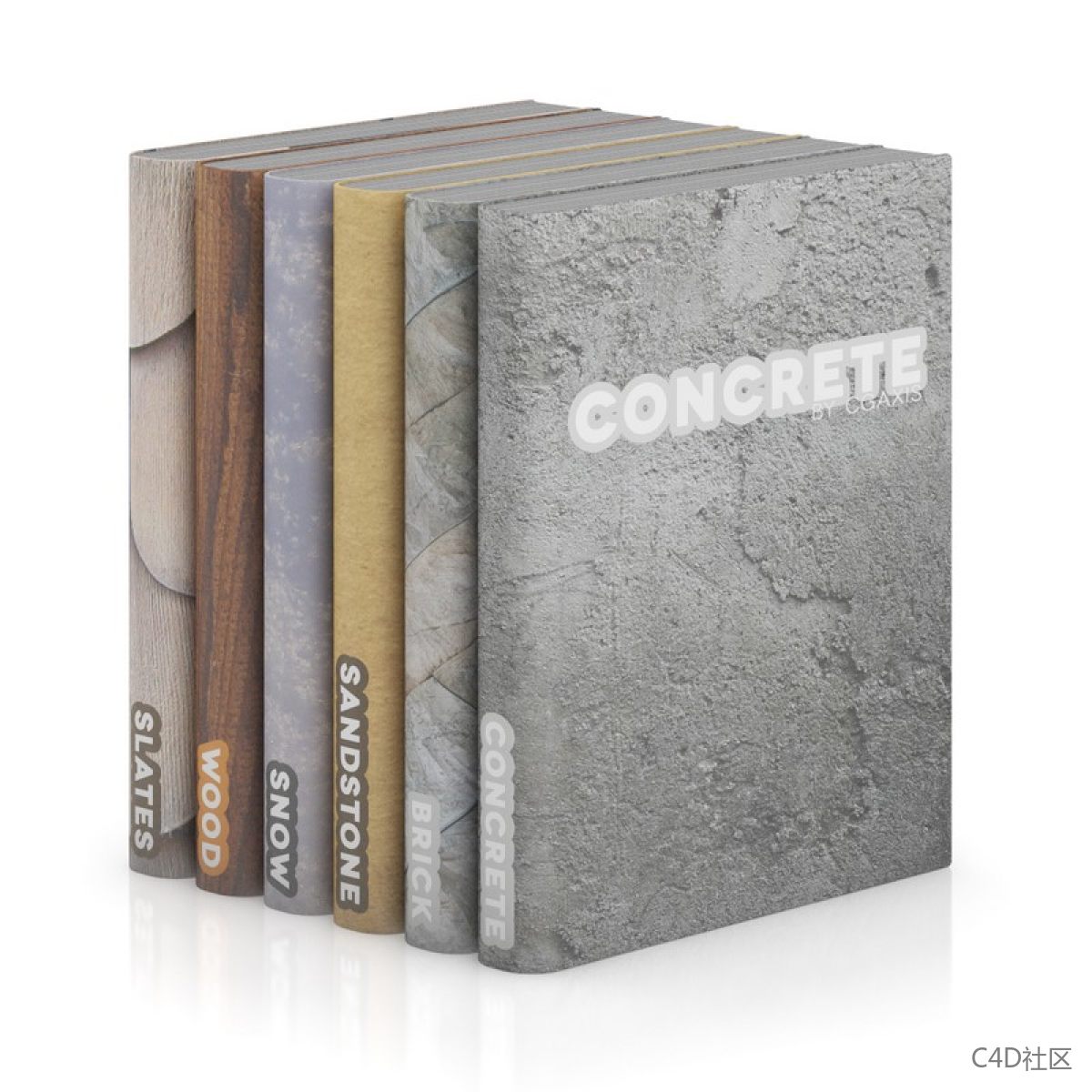 书籍模型-六本厚封面圆角书籍