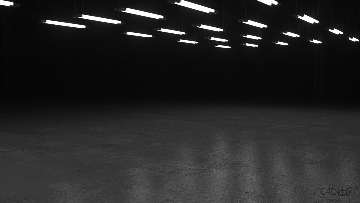 大空间场景模型-大量灯管散射光源