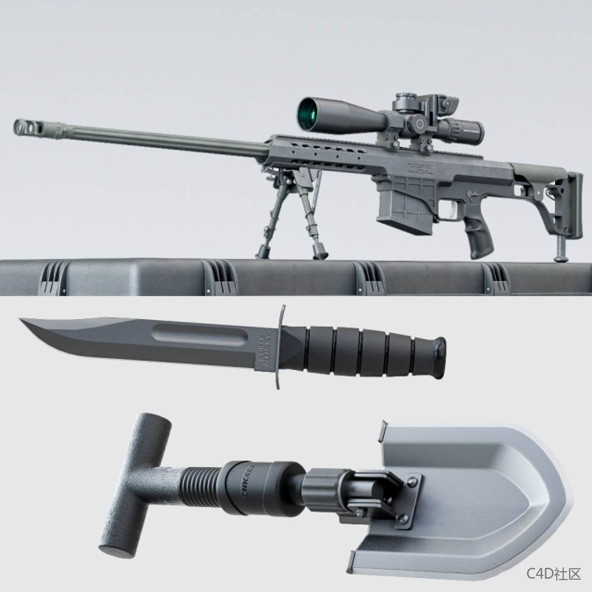 军用工兵铲高精度模型