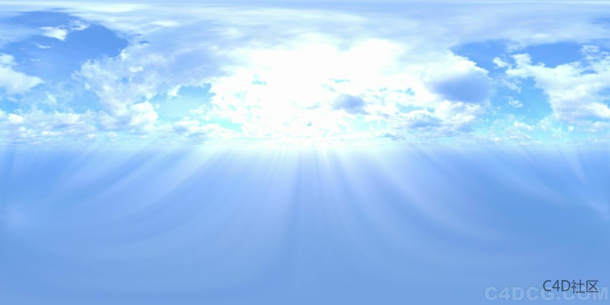 4K-HDRI-全景天空-太阳光束白云丰富