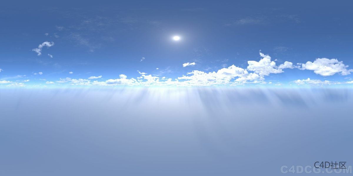 4K-HDRI-全景天空-云层少太阳高挂