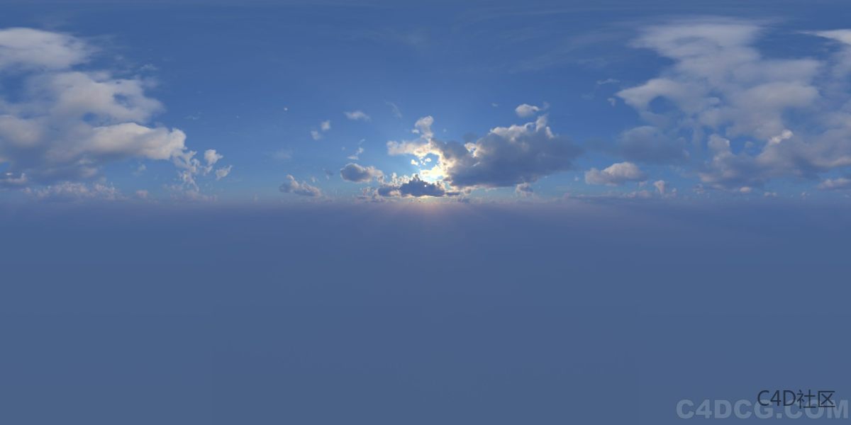 4K-HDRI-全景天空-日出太阳被云层遮挡