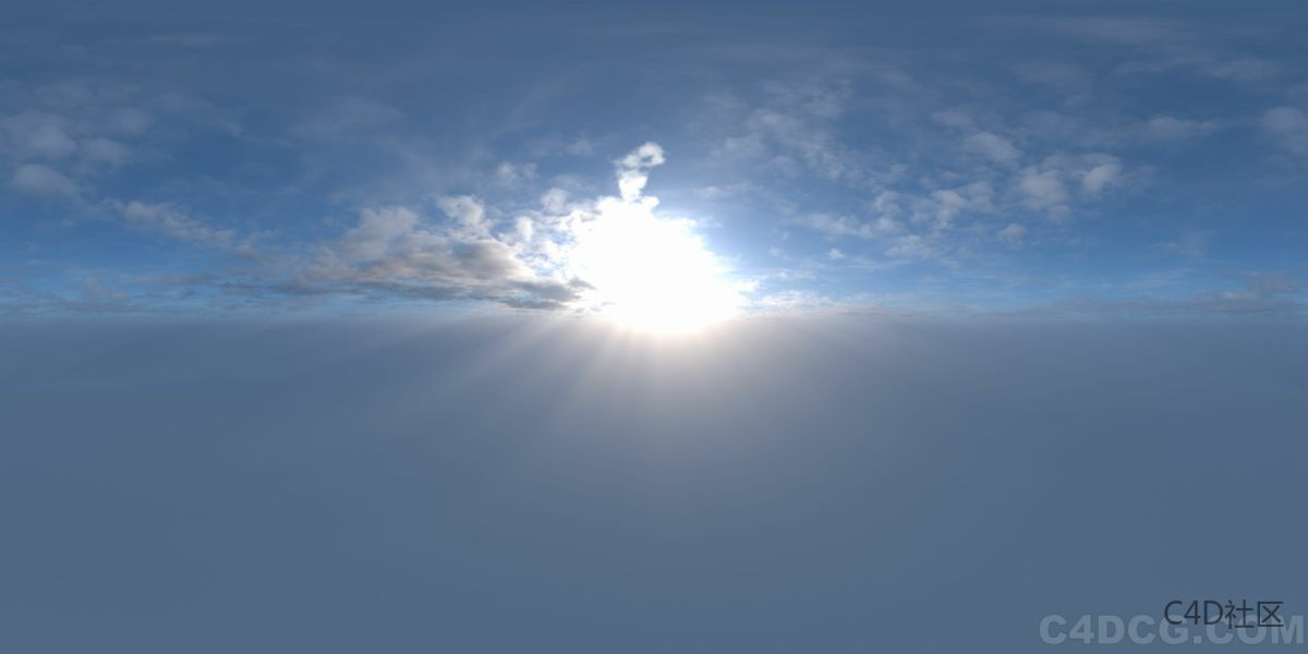 4K-HDRI-全景天空-天空很蓝云层很薄