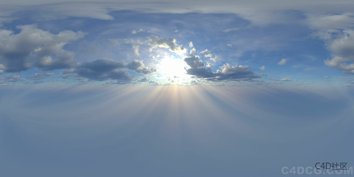4K-HDRI-全景天空-蔚蓝的天空云层很多