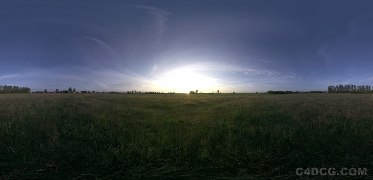 全景天空-6K HDRI-草地蓝色的天空