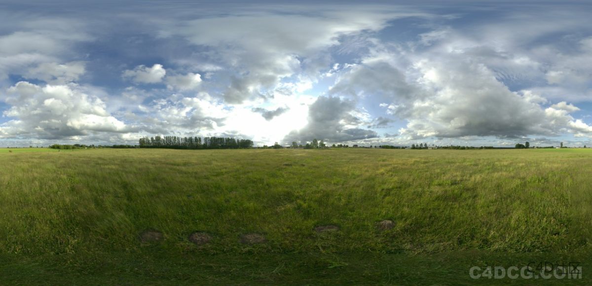 全景天空-6K HDRI-青青草原多云的天气