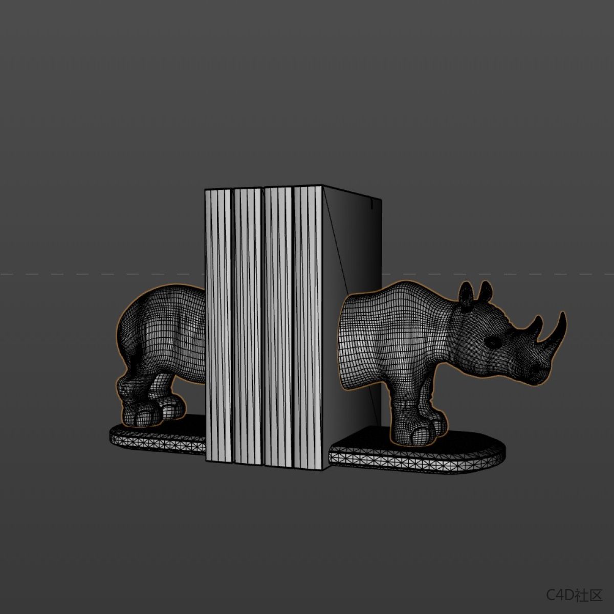 C4D模型-犀牛艺术桌面摆件（含材质）